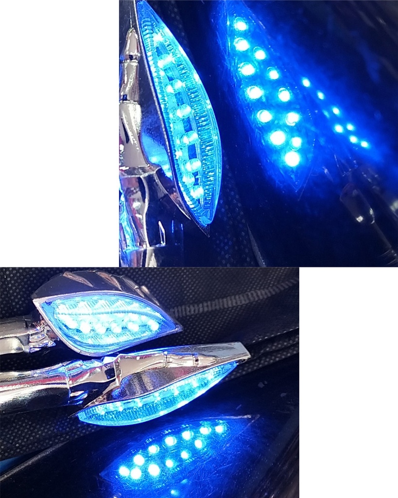 DIRECCIONAL MOTO LED AZUL MANO CALAVERA