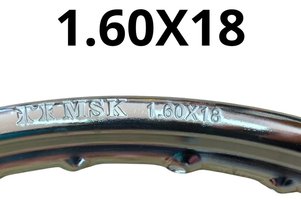 ARO DE RIN CROMADO ALTA RESISTENCIA 1.60 X 18 36H 9G