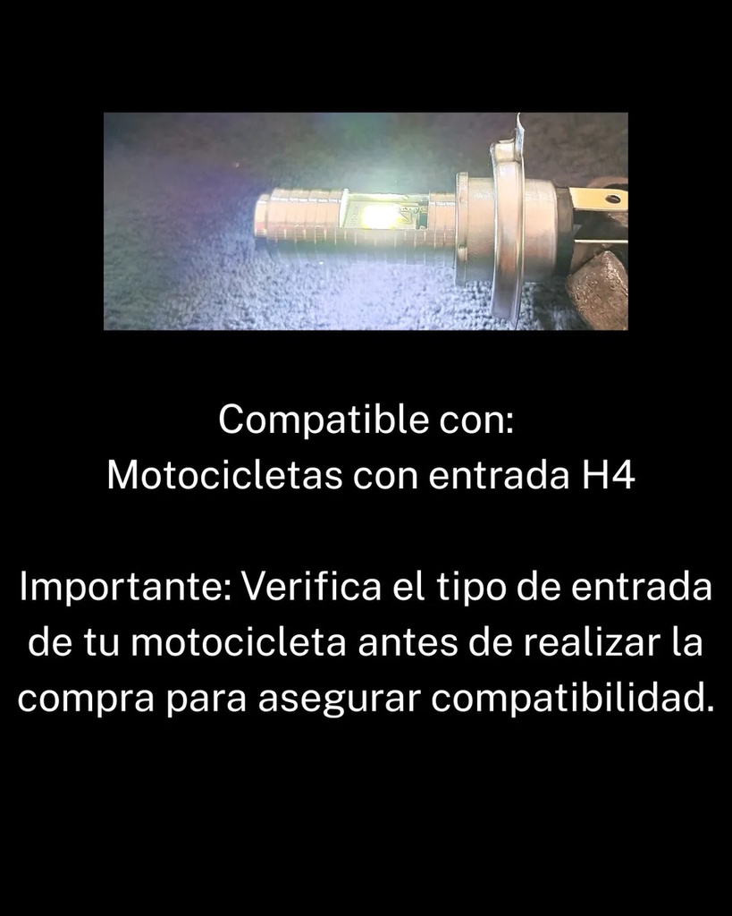 FOCO MOTO LED H4 CASCARA PLATA LUZ BLANCO