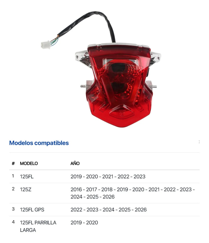 CALAVERA STOP TRAS 125Z, 125ZH, 125FL, 125FLPL