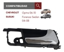 MANIJA INTERIOR CV OPTRA 06-10  SZ FORENZA SEDAN 04-08  NEGRA/CROMO PLASTICO HUSHAN Derecho Delantera/Trasera  