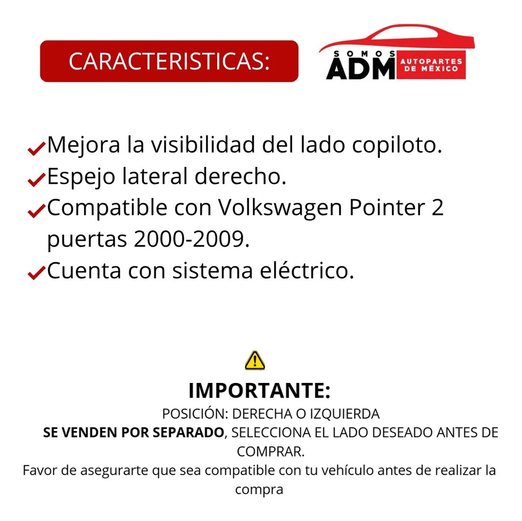 ESPEJO VW POINTER 00-09 2 PUERO ORIG DER
