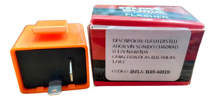 FLASH DESTELLADOR SIN SONIDO CUADRADO 12V NARANJA