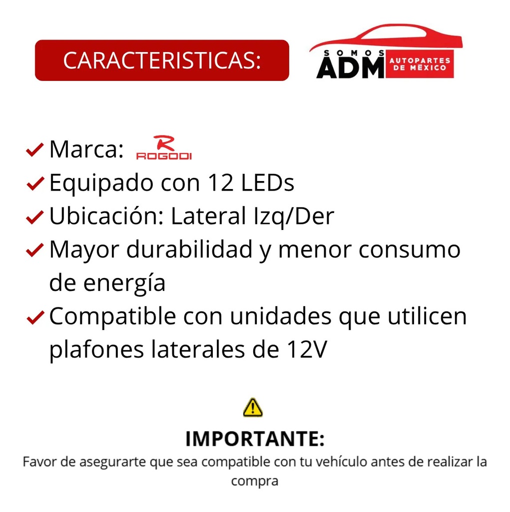 PLAFON LATERAL 12 LED AMBAR FIJO