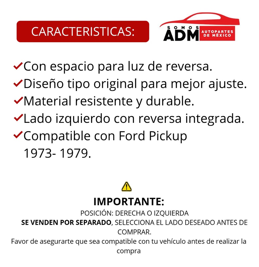 BASE CALAVERA FORD PICK UP 73-79 C/REV IZQ PRE