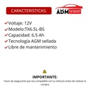 BATERIA MOTO LTH TX6.5L-BS