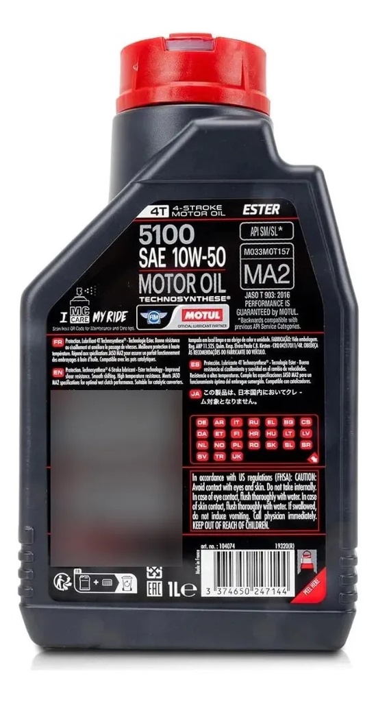 ACEITE MOTUL 4T 5100 10W40 1L SEMI-SINTETICO