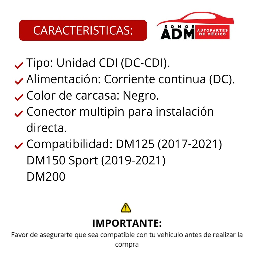 UNIDAD CDI DM125 17-21,DM150SPORT 19-21,DM200 14-2