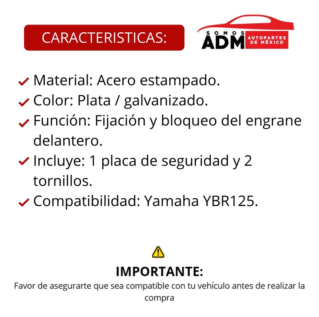SEGURO ENGRANE DELANTERO YBR125