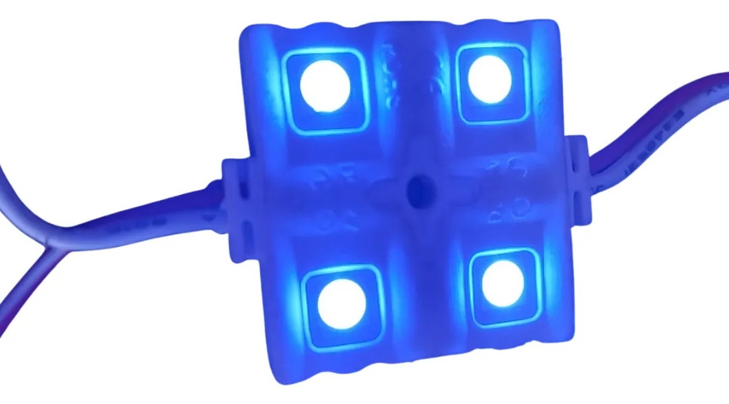 TIRA LEDS C/4 LEDS CUADRO AZUL ***Hasta 