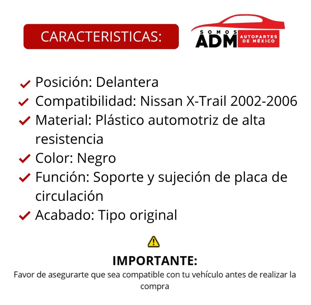PORTA PLACA DELANTERO NS X-TRAIL 02-06