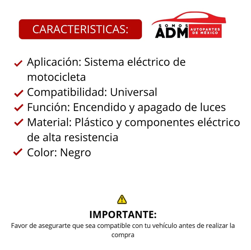 SWITCH APAGADOR UNIV. LUZ MOTO PIEZA