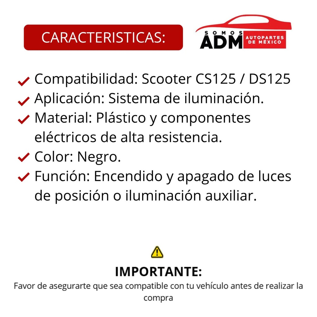 SWITCH BOTON CUARTO LUZ UNIV. SCOOTER CS125/DS125