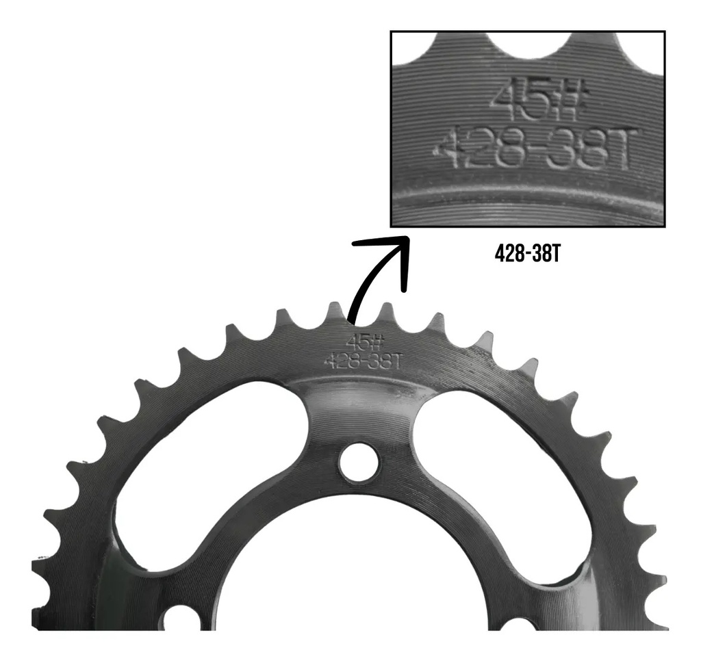 ENGRANE TRACCION TRASERO ACERO #1045 38T FT125,XT125