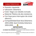 MANIJA INTERIOR ST IBIZA DELANTERA 03-08 / ST CORDOBA DELANTERA 03-09 NEGRO/CROMO CON HOYO PARA CRISTAL SIN HOYO PARA ESPEJO PLASTICO TW IZQ