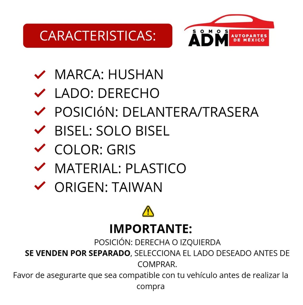 MANIJA INTERIOR CV CHEYENNE/CUSTOM 95-98/SUBURBAN 95-99/SILVERADO 95-98/TAHOE 95-99  GM SIERRA/YUKON 95-98  CD ESCALADE ESV 95-00  CV PICK UP 95-98  SOLO BISEL GRIS PLASTICO HUSHAN Derecho Delantera/Trasera  