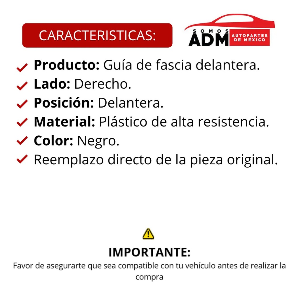 GUIA FASCIA DELANTERA NS NP300 16-20 DH/CHASIS CAB/LE MIDNIGHT EDITION L4 4 CILINDROS 2.5L 2/4 PUERTAS DER