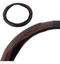 Cubierta De Volante Vinil Negro O Gris/madera Mediano Negro
