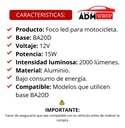 FOCO LED ALUMINIO P/MOTO BA20D 12V 15W 2000LM