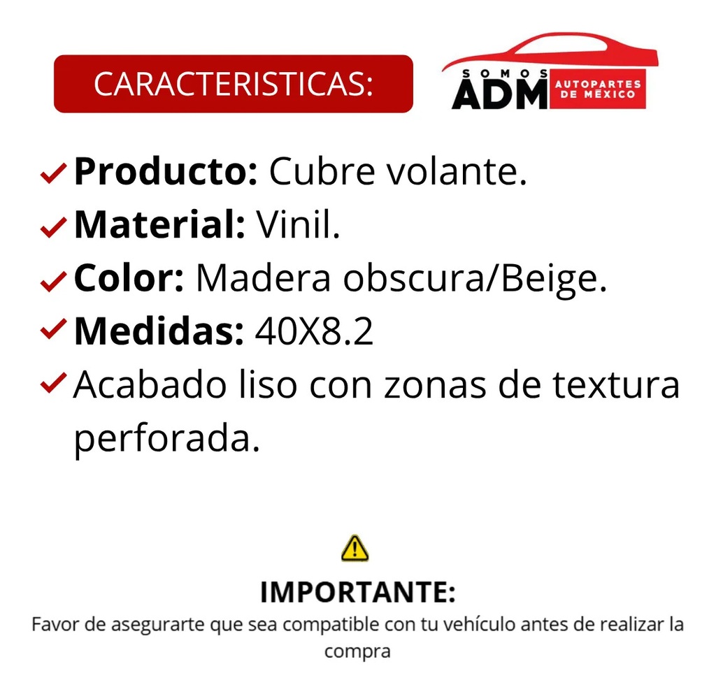 CUBRE VOLANTE VINIL BEIGE/MADERA GRANDE