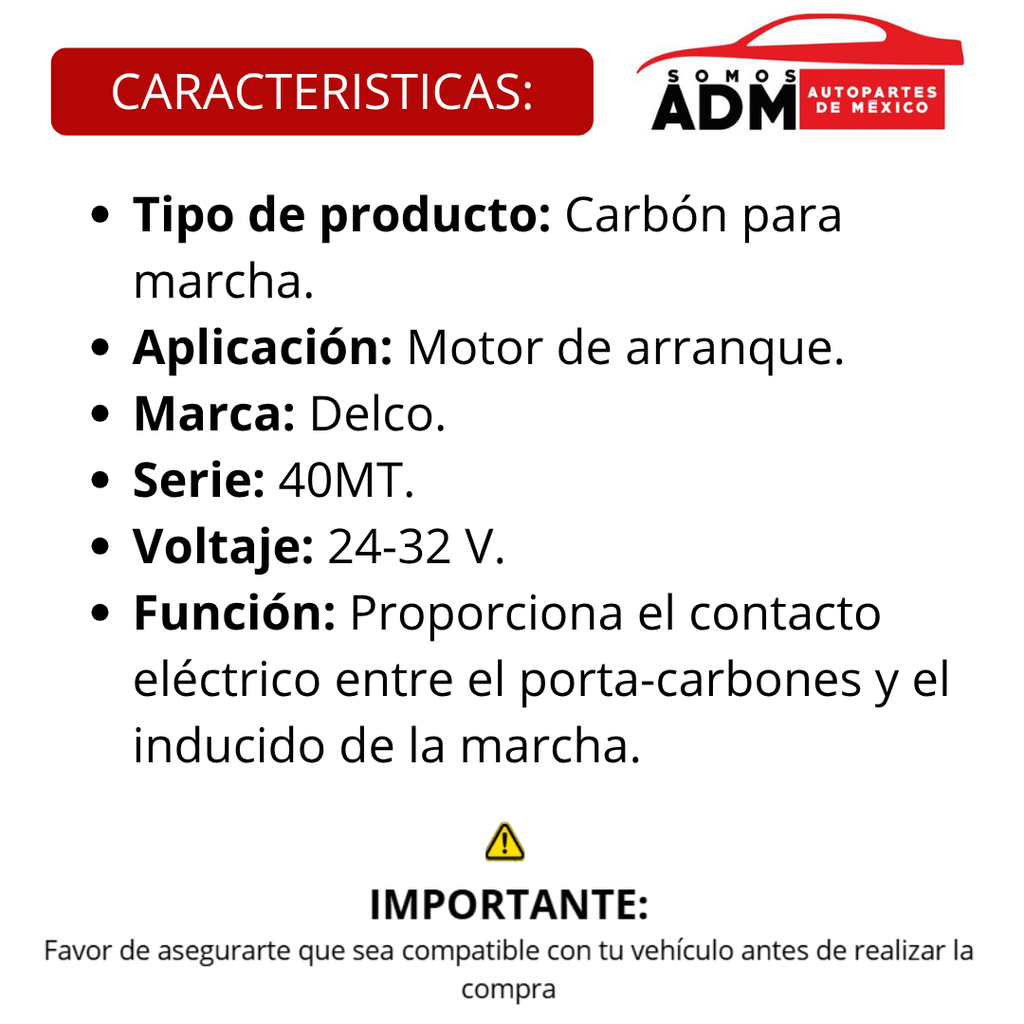 CARBON MARCHA DELCO 40MT 24/.32V 2x5.6cm