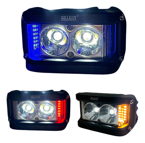 [FOB-3216-1634] FARO AUXILIAR MOTO HYPERLED CON ALARMA LUZ AZUL 20W 4200LM
