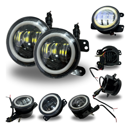 PAR FAROS DELANTEROS REDONDOS 4" LED ANTI-NIEBLA OJO ANGEL