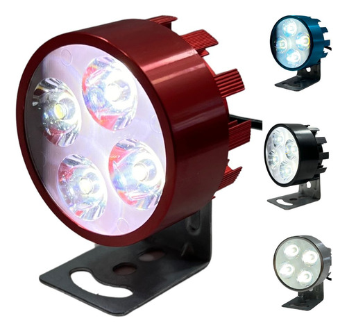 FARO MOTO REDONDO 4/3W CARCASA ROJA 5.5CM
