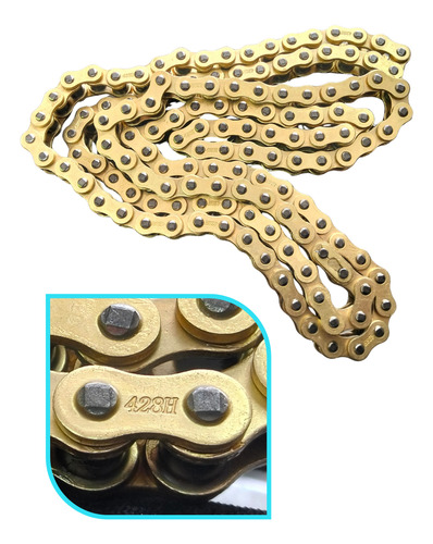 CADENA MOTO DORADA PASO 428H 136LD