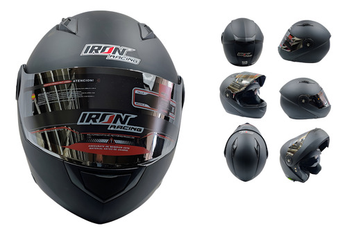 CASCO ABATIBLE DOBLE MICA CAPTAIN NEGROO/MATE (S)