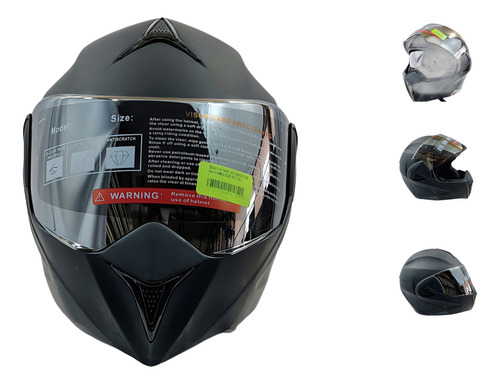 CASCO ABATIBLE DOBLE MICA NEGRO MATE (XXL)