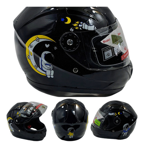 CASCO CERRADO NEGRO BRILLATE INFANTIL