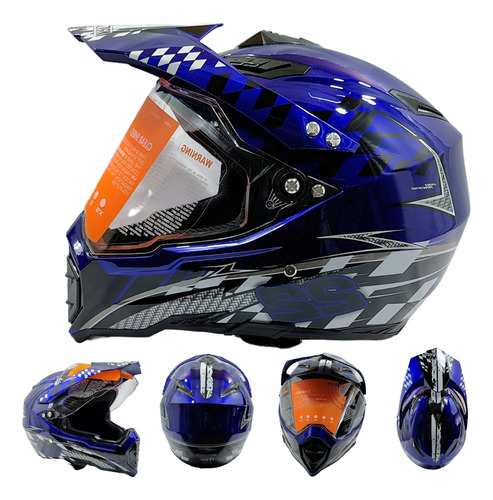 CASCO CROSS IRON RACING K22 AZUL (L)