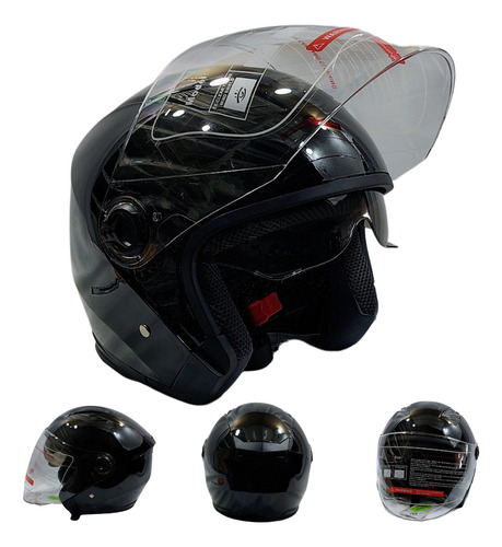 CASCO GEN ABIERTO C/DOBLE VISOR NEGRO BRILL G