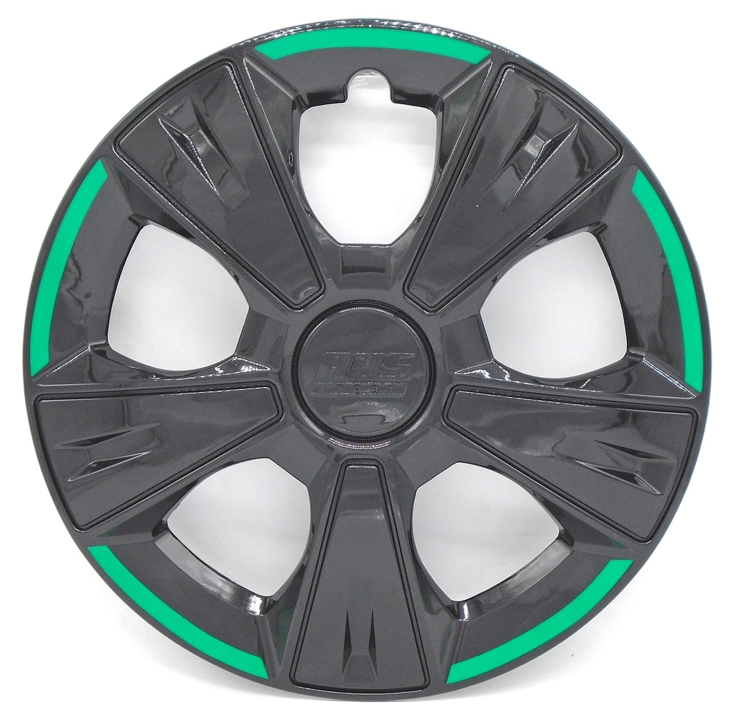 TAPON POLVERA RIN 14 ABS SPORT TUNING NEGRO-VERDE LES0051