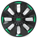 TAPON POLVERA RIN 14 ABS SPORT TUNING NEGRO-VERDE LES0054