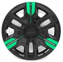 TAPON POLVERA RIN 14 ABS SPORT TUNING NEGRO-VERDE LES0057