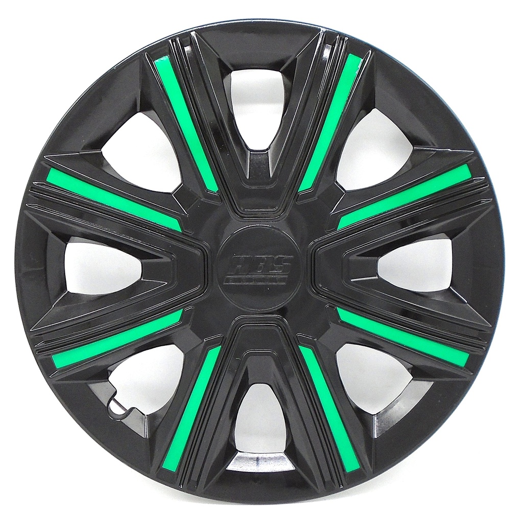 TAPON POLVERA RIN 15 ABS SPORT TUNING NEGRO-VERDE LES0059
