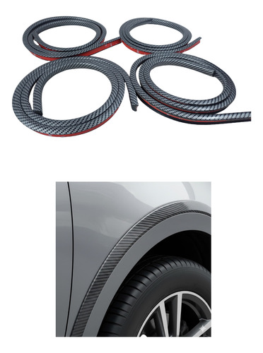 MOLDURA FLEXIBLE ADHERIBLE PARA SALPICADERA TIPO FIBRA DE CARBONO ROLLO 4 PZS