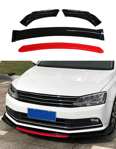 LIP DELANTERO SPOILER UNIVERSAL 4 PZAS NEGRO ROJO/JETTA MK6