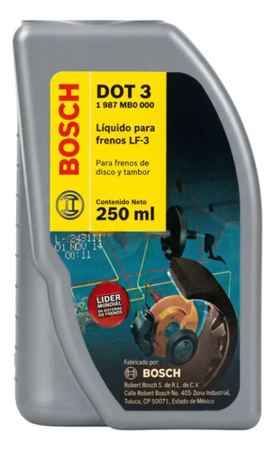 LIQUIDO FRENOS BOSCH 250ML. DOT3