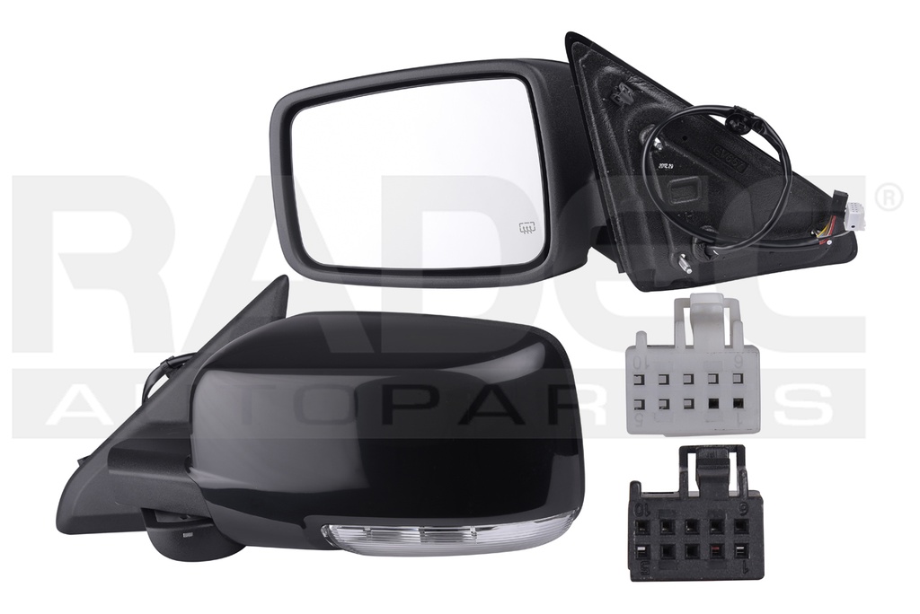 ESPEJO DG RAM 09-13 ELECTRICO C/DESENPANANTE C/DIRECCIONAL C/LUZ INFERIOR P/PINTAR (2 CONECTORES 2 PINES/7 PINES) 1500/2500/RT/ST/SLT SPORT V8 8 CILINDROS 5.7L 2/4 PUERTAS IZQ