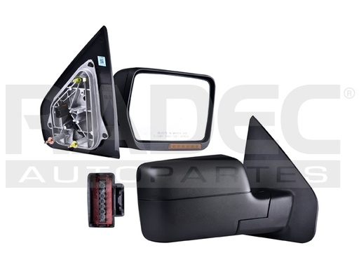 ESPEJO FD F-150 07-08 ELECTRICO C/DESEMPANANTE C/DIRECCIONAL (6 LEDS) CORRUGADO 7 PINES XTR/LARIAT/HARLEY/FX4/FX2/KING RANCH/LIMITED/XL/XLT V8 8CILINDROS 4.6/5.4L 2/4 PUERTAS DER