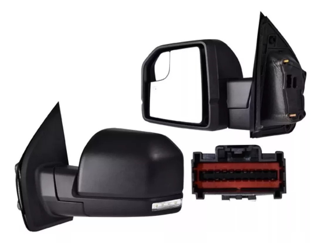 ESPEJO FD F-150 15-20 ELECTRICO C/DESEMPANANTE C/DIRECCIONAL C/PUNTO CIEGO C/LUZ INFERIOR CORRUGADO KING RANCH/LARIAT/LIMITED/PLATINUM/RAPTOR/SSV/XL/XLT V6/V8 2/4 PUERTAS IZQ