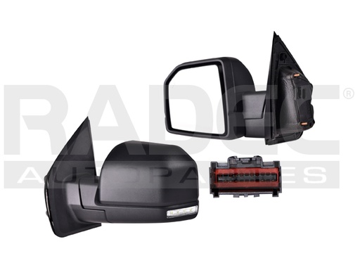 ESPEJO FD F-150 15-20 ELECTRICO C/DESEMPANANTE C/DIRECCIONAL C/LUZ INFERIOR P/SENSOR DE PROXIMIDAD CORRUGADO KING RANCH/LARIAT CREW/LIMITED/PLATINUM/RAPTOR V6/V8 2/4 PUERTAS IZQ