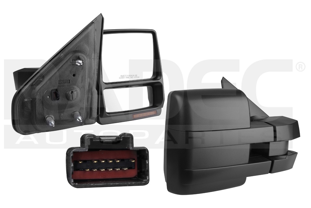 ESPEJO FD F-150 11-14 ELECTRICO C/DESENPANANTE C/DIRECCIONAL C/MEMORIA C/LUZ INFERIOR TELESCOPICO CORRUGADO 12 PINES STX V6 6 CILINDROS 3.7L 2/4 PUERTAS DER