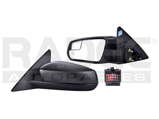 ESPEJO FD MUSTANG 13-14 ELECTRICO C/DESENPANANTE C/LUZ C/PUNTO CIEGO CORRUGADO BASE/GT/ST/SHELBY V6/V8 6/8CILINDROS 3.7/5.0/5.7L 2 PUERTAS IZQ