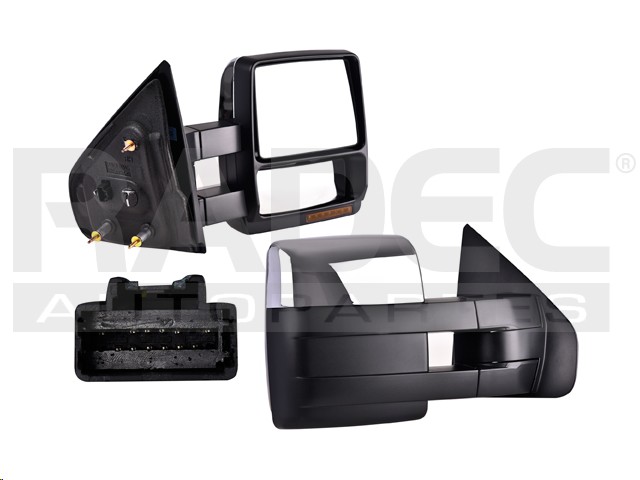 ESPEJO FD SUPER DUTY 08-16 ELECTRICO C/DESEMPANANTE C/DIRECCIONAL CROMADO TELESCOPICO 7 PINES DER