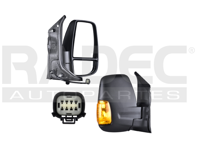 ESPEJO FD TRANSIT 15-17 ELECTRICO C/DESEMPANANTE C/DIRECCIONAL AMBAR CORRUGADO 7 PINES VAN/CHASIS/PASAJEROS L4/V6 4/6 CILINDROS 2.2/3.5L 2/5 PUERTAS DER