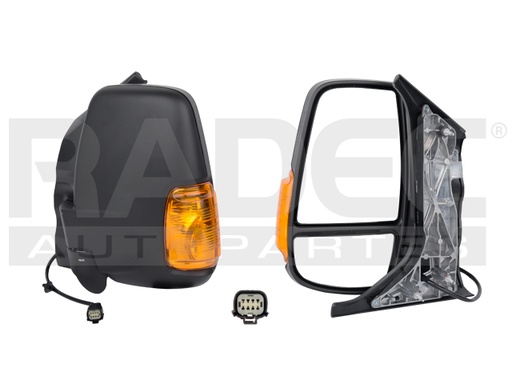 ESPEJO FD TRANSIT 15-17 MANUAL C/DIRECCIONAL AMBAR CORRUGADO 3 PINES VAN/CHASIS/PASAJEROS L4/V6 4/6 CILINDROS 2.2/3.5L 2/5 PUERTAS IZQ